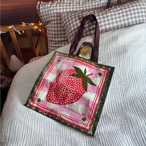 NWT Blue Q Strawberry Print Tote Bag